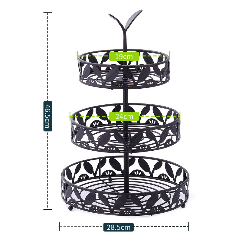 European-style Light Luxury Three-Tier Iron Fruit Tray For Dining Room And Home Dessert Display