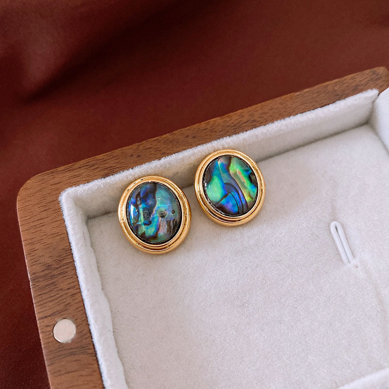 Artisan Vintage Zircon Stud Earrings Female Unique Design Retro Fashion Jewelry