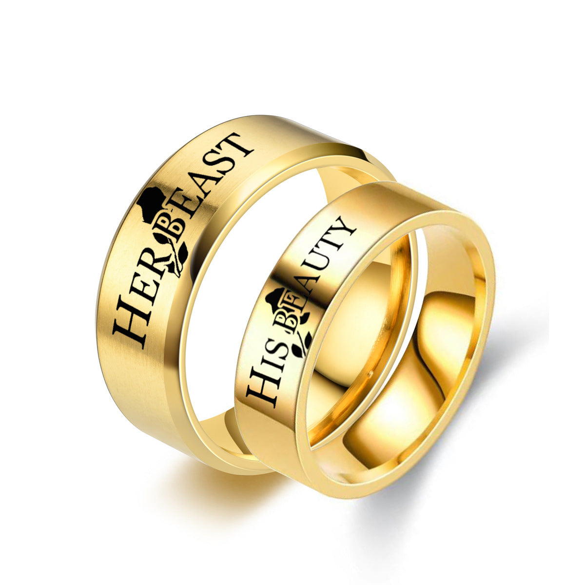 Beauty And Beast Couple Ring Titanium Steel