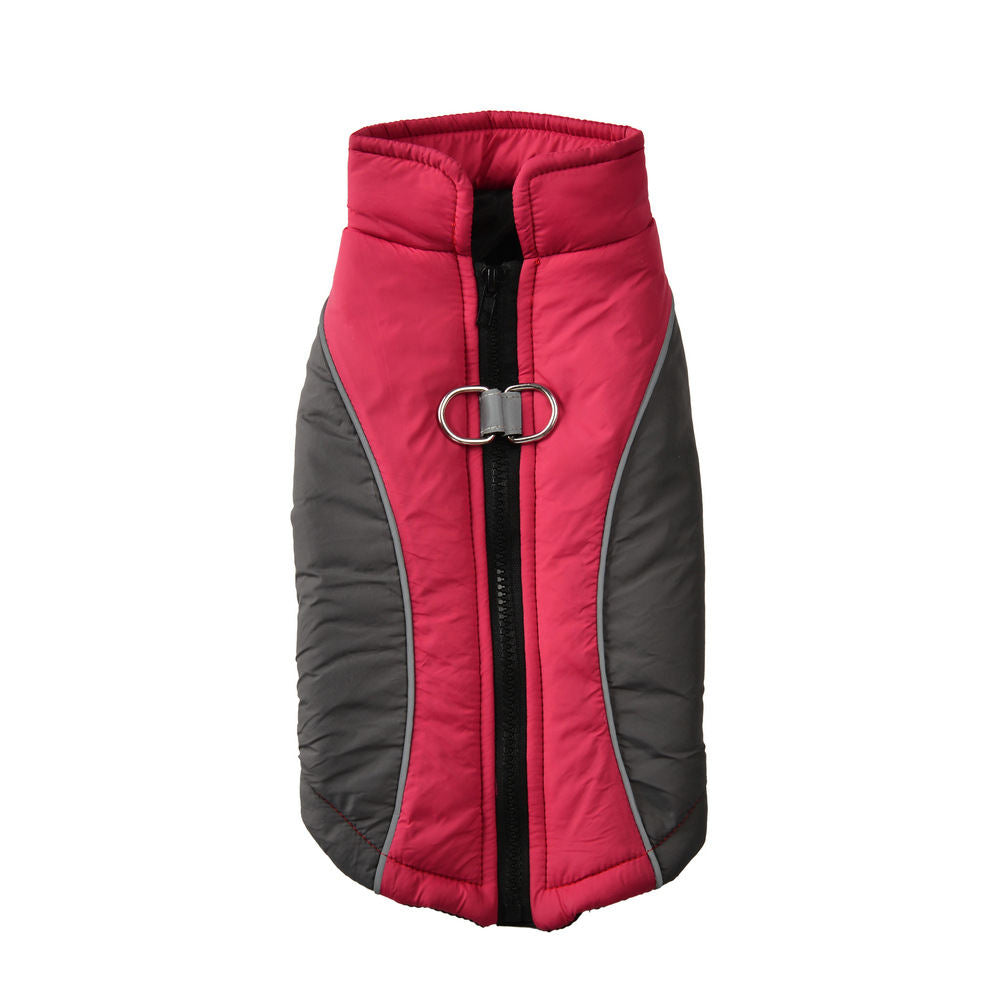 Pet Clothes Reflective Coat Autumn And Winter Clothing New Contrast Color Shell Traction Thickened Warm