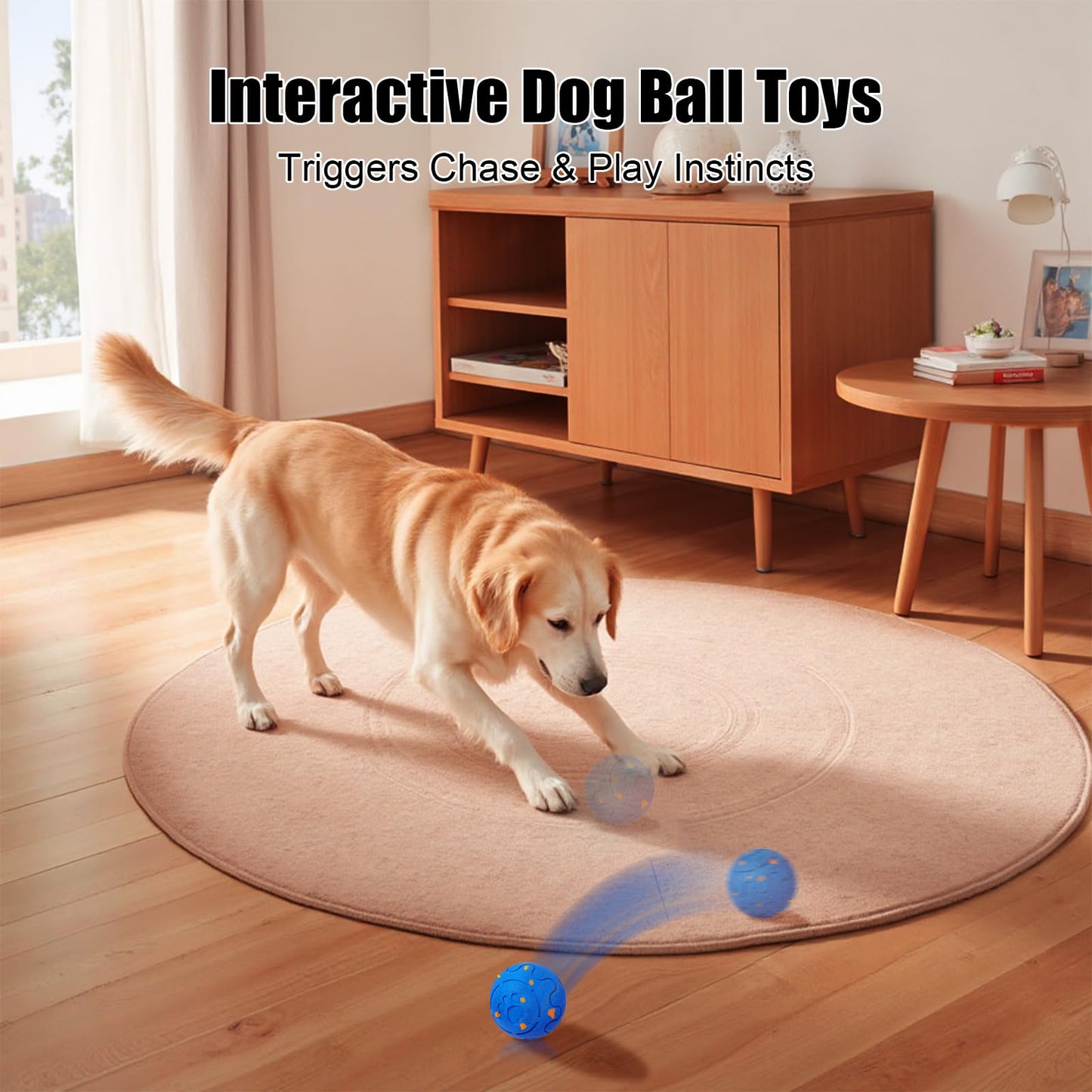 Interactive Dog Ball Toy, Smart Dog Toy For Medium And Large Dogs, Automatic Moving Rotating & Bouncing Ball, Durable E-TPU Material, IP54 Waterproof, Motion-Activated Dog Toy For Active Dogs