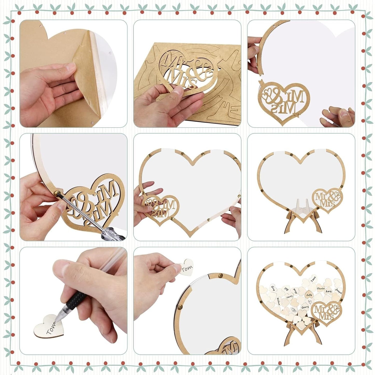 Set Of 4 Wedding Guest Books With MR & MRS Heart Design, Complete Keepsake Album Set For Congratulations & Photos, Stylish Guest Book Collection For Weddings—Wedding Guest Book