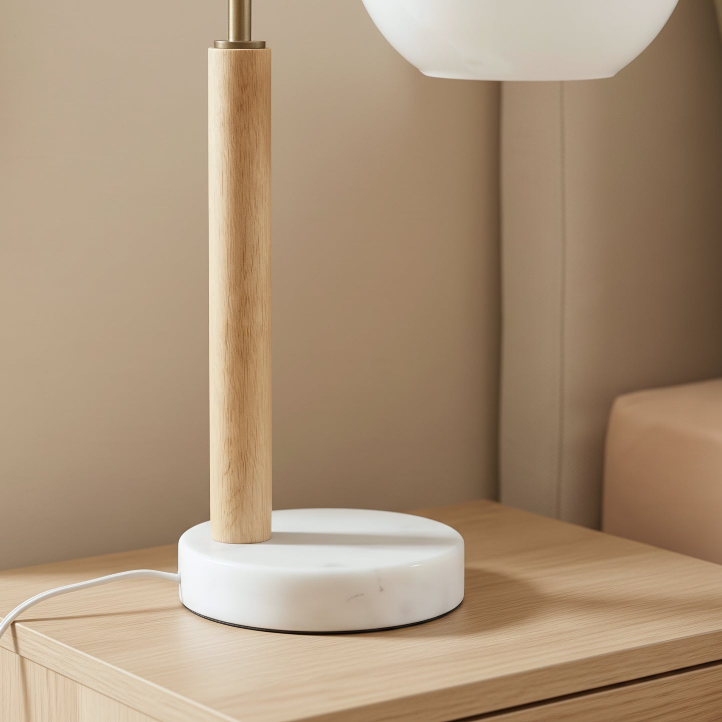 Bedroom Table Lamp Nordic Home Creative Romantic Warm Marble Study Room Desk Bedside Lamp, Auris White Globe Lampshade Table Lamp With Marble Base 110V