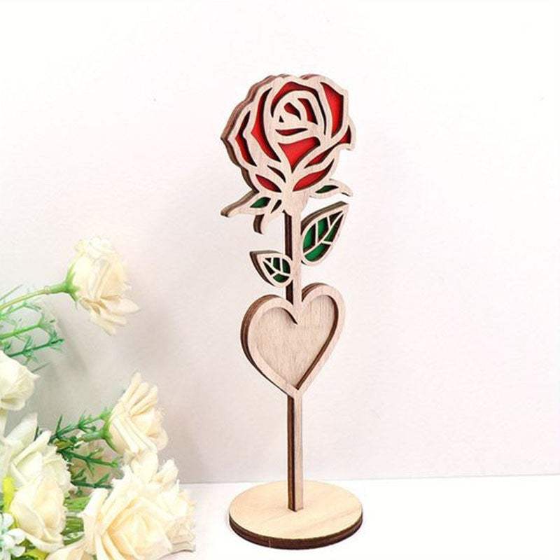 Mama Engraved Wooden Rose, 2-Layer Laser Cut Forever Rose With Base, Mother's Day Decorative Gift