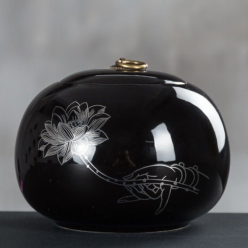 Simple Sealed Ceramic Tea Canister For Home Use