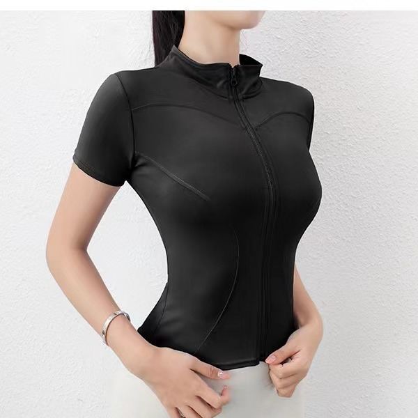 Women's Yoga Short Sleeve Coat Short Sports Fitness