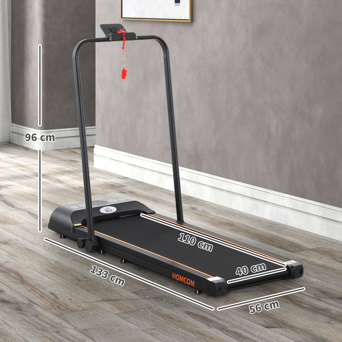 Foldable Walking Treadmill, With LED Display And Wheels, For Home, Office, Fitness Studio, Orange