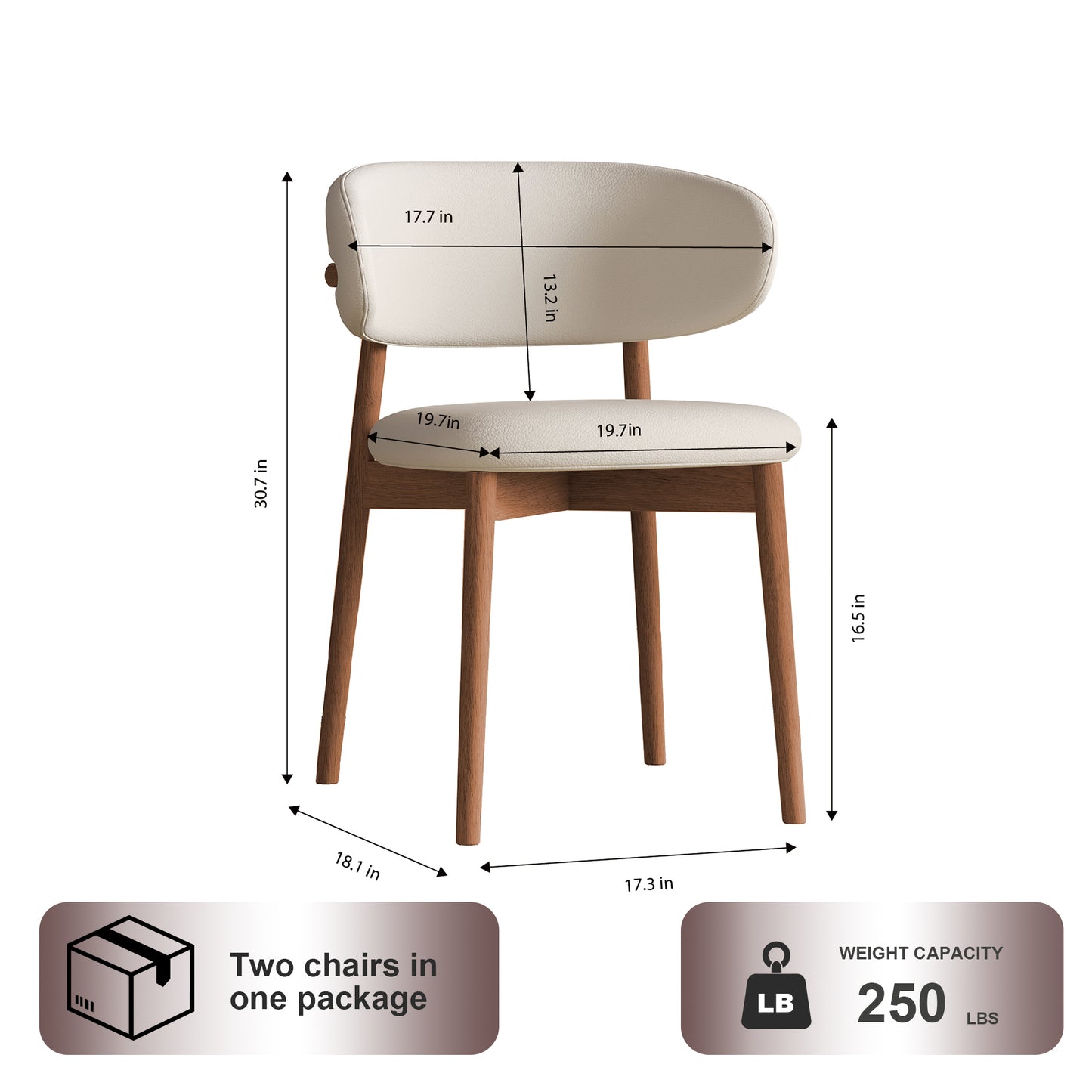 Mid-Century Modern Wood Feet Dining Chair Set Of 2 -Stylish Wooden Chairs For Dining Room, Kitchen, Or Living Room, Comfortable & Durable, Easy To Assemble Old Sku W509P316122