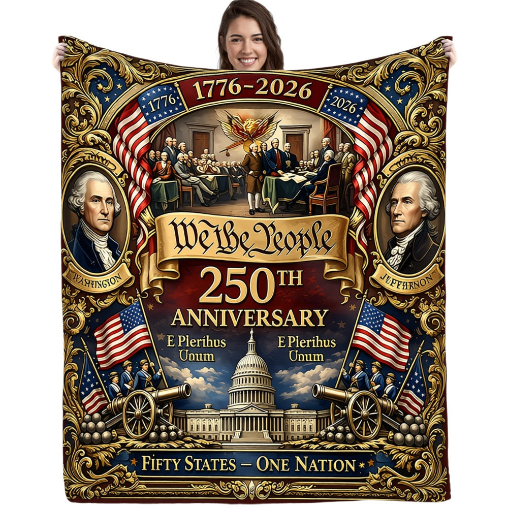 Independence Day Themed Flannel Thickened Warming Blanket For Home And Office