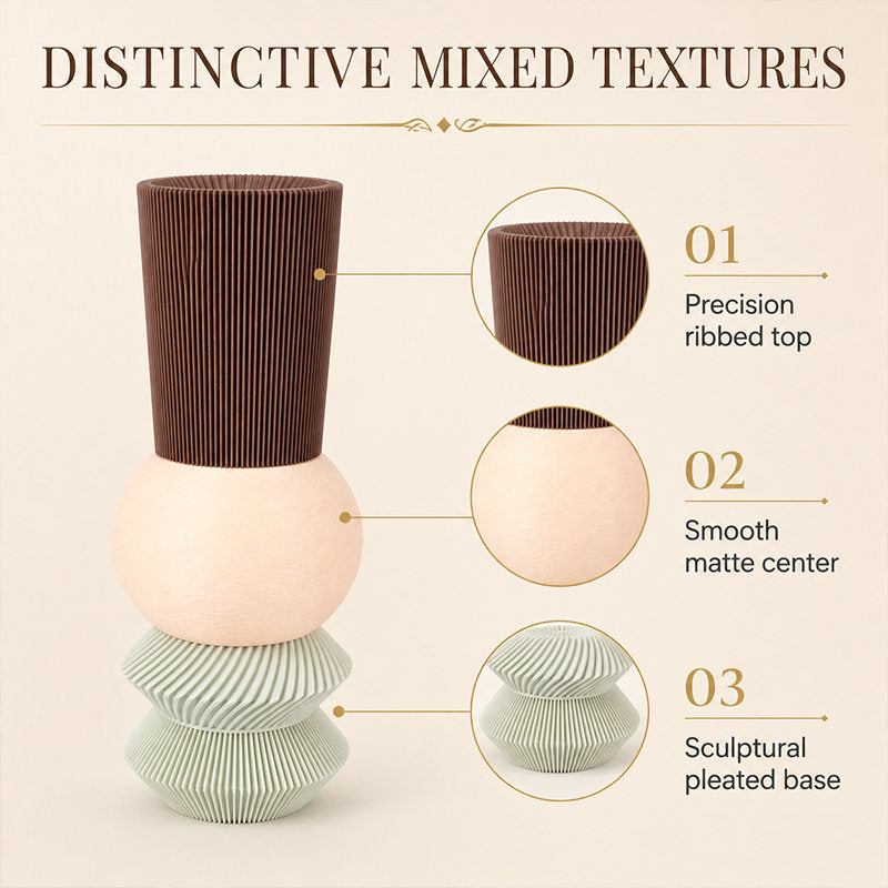 3D Printed Stacked Sculptural Vase, Modern Textured Table Ornament, Decor Vase For Dried Flowers, Nordic Home Decor Accessory