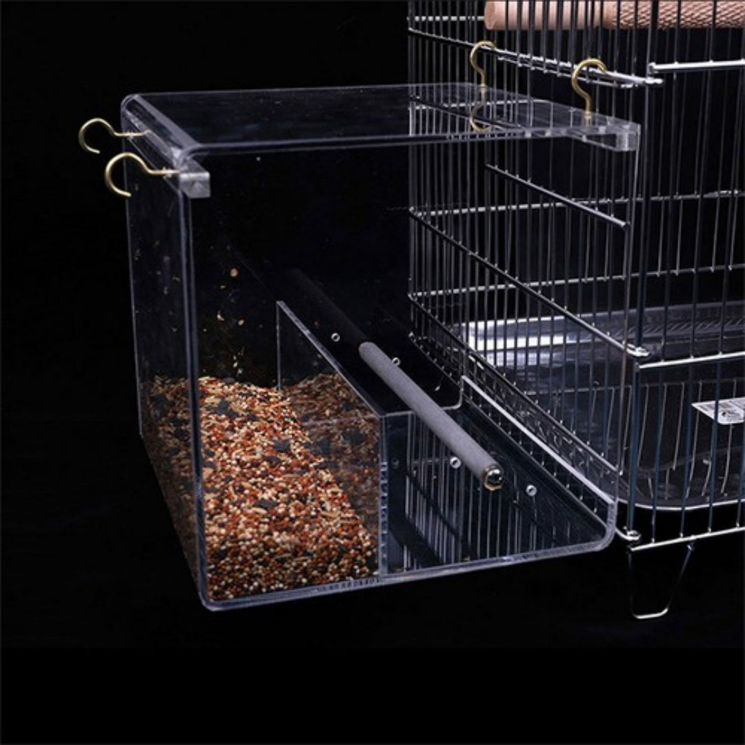 AU Acrylic Automatic Parrot Feeder No Mess Bird Cage Seed Feeding Container Box