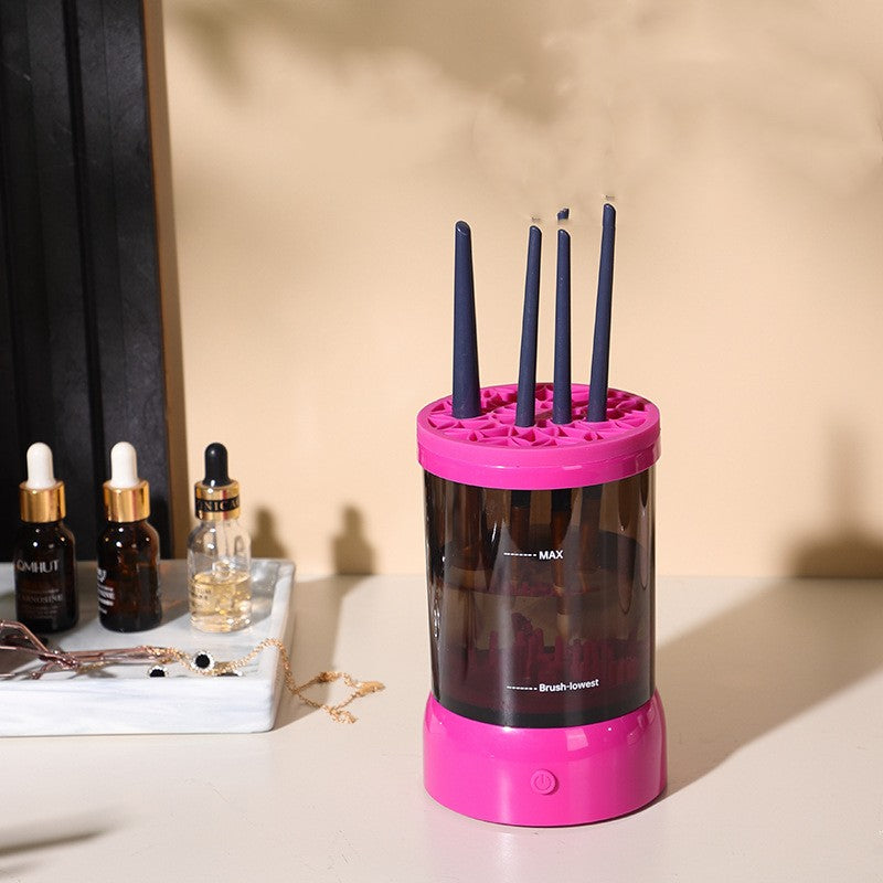 Portable Makeup Brush Storage And Cleaning Device