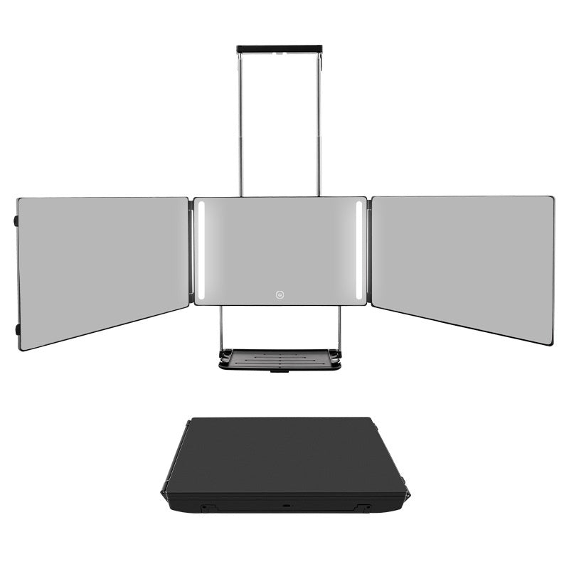 Portable Foldable Makeup Mirror With Built-in Lights For Hanging