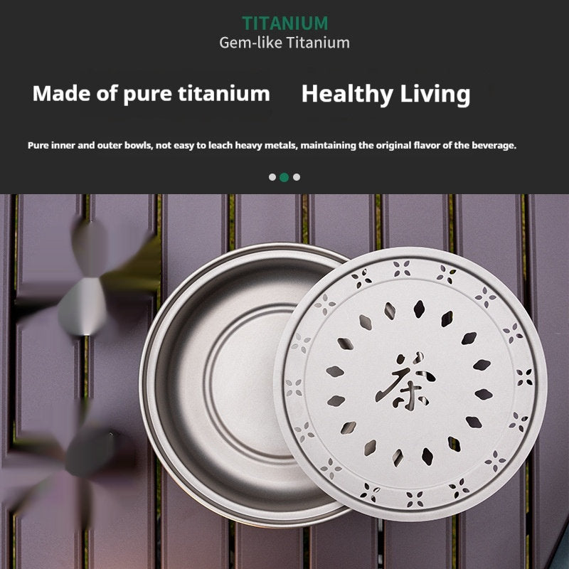 Portable Titanium Tea Set With Covered Bowl And Tray