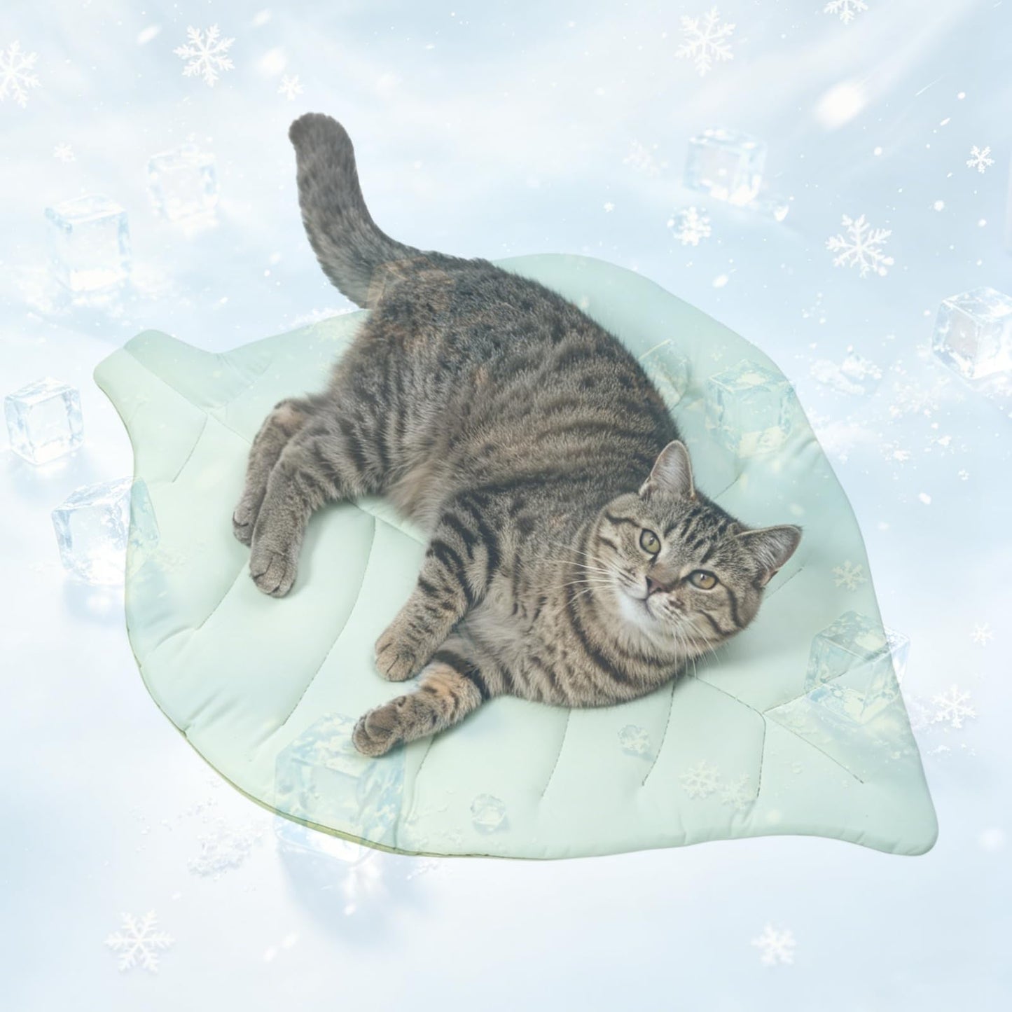 Cat Cooling Mat Cat Leaf Bed Mat Comfortable Soft Fabric Breathable Cozy For All Seasons Ideal For Cats Small Pets