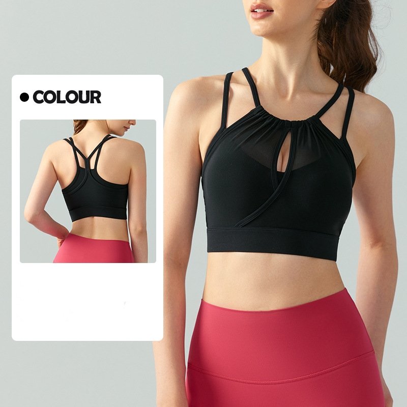 Big Tree Clothing Yoga Vest Women's Mesh Yarn False Two Pieces Workout Clothes