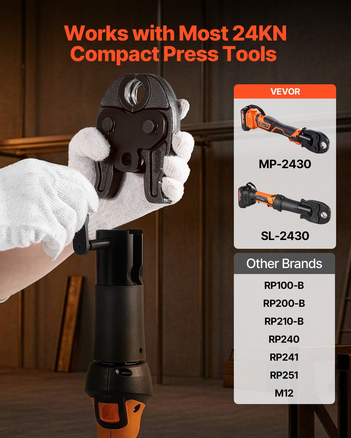 3/4" ProPress Jaw For Compact Series Press Tools, 52 HRC Hardened Steel Pressing Jaw - Compatible With 24KN Press Tools For Copper Pipes Connections