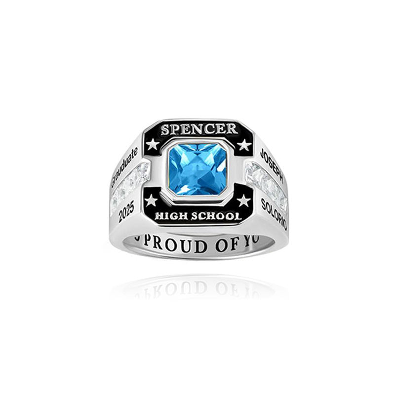 College Commemorative Gift Square Zircon Ring