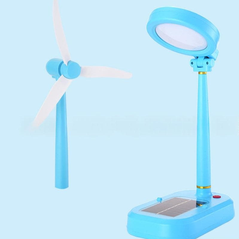 Solar Desk Lamp Fan Combination In Sky Blue