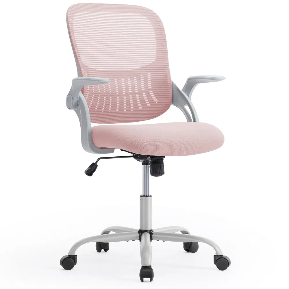 Office Mid Back Ergonomic Mesh Computer Desk Larger Seat Executive Height Adjustable Swivel Task Chair With Lumbar Support