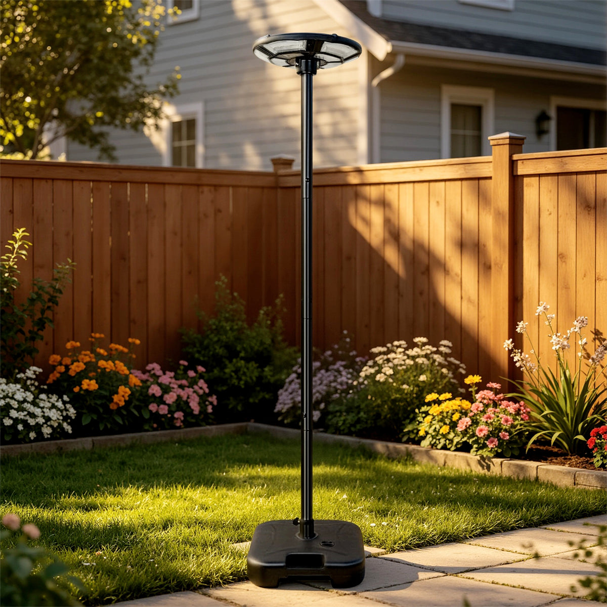 Solar Energy Power Circular UFO Street Lamp ,LED Solar Garden Lights, Solar Lights For Outside,Highway Lighting,Household Courtyard,Rural Construction And Street Light Pole -- Include Pole
