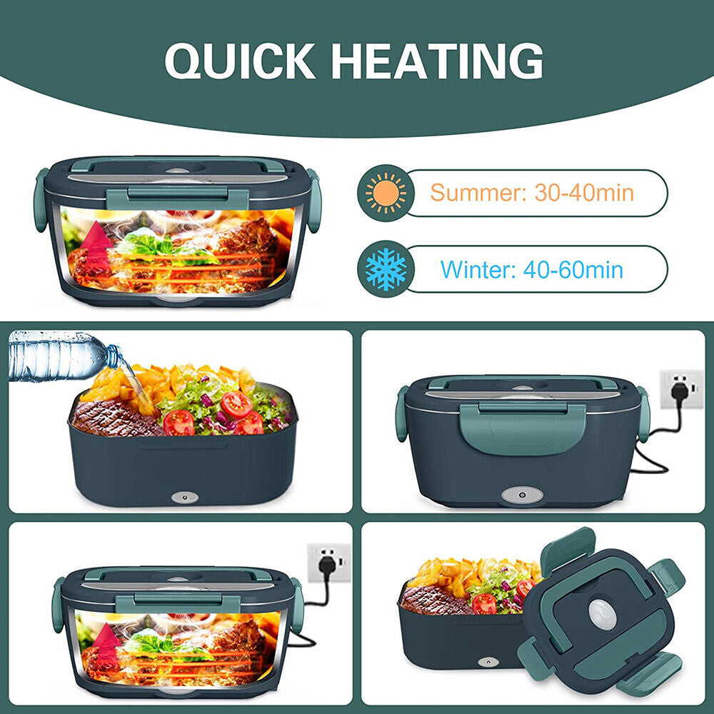 Electric Lunch Box Food Warmer Portable Food Heater Leak Proof For Car & Home 1.5L40W