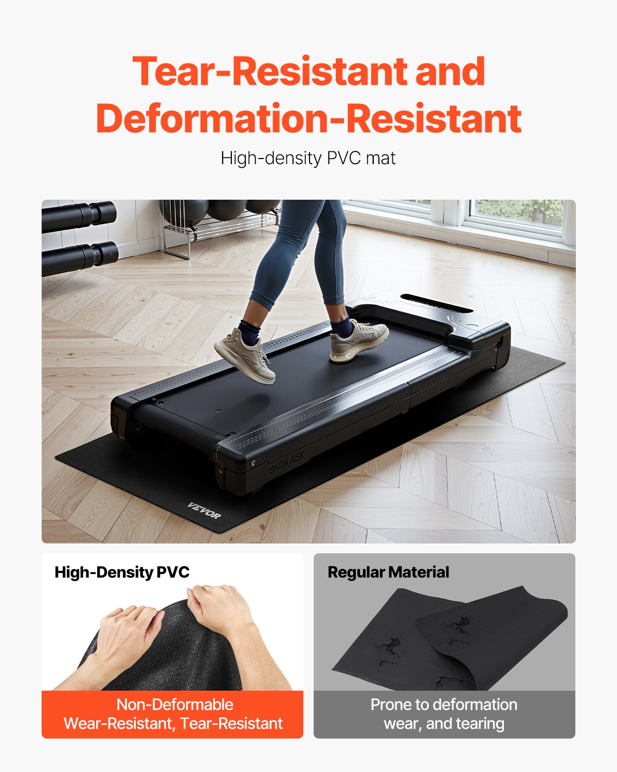 Treadmill Mat For Carpet Floor, 23.62'- 51.18' - 0.16' Exercise Equipment Mat For Elliptical And Walking Pad, High Density PVC Floor Protector, Waterproof And Non-slip For Home Gym