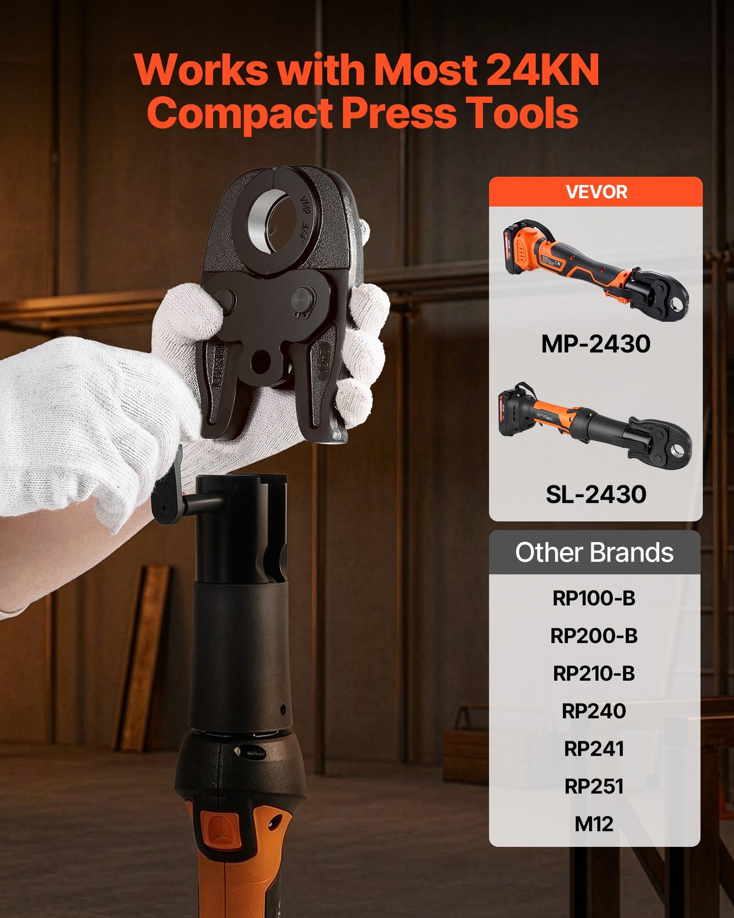 3/4" MegaPress Jaw For Compact Series Press Tools, 52 HRC Hardened Steel Pressing Jaw - Compatible With 24KN Press Tools For Carbon Steel Pipes Connections