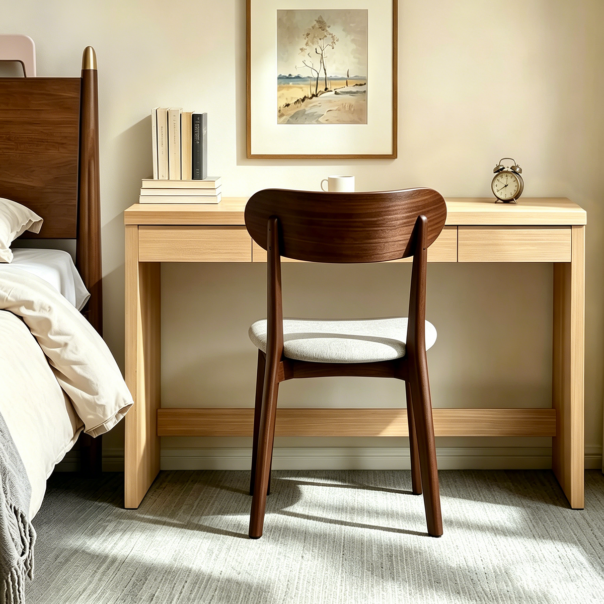 47 Inch Computer Desk And Writing Table - Farmhouse Home Office Desk With Drawer, Study Desk For Bedroom, Writing And Home Office Table