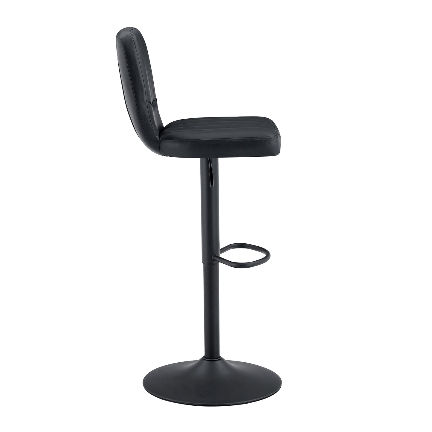 Bar Stool Height Adjustable 62-83cm, 360 Swivel Bar Stool With Backrest & Footrest, Ergonomic Kitchen Stool Made Of Leather, Loadable Up To 136kg, Black