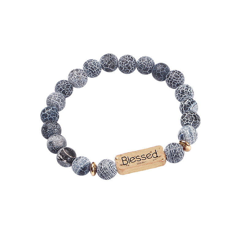 Men's And Women's Volcanic Yoga Stone Alloy Lettering Bracelet