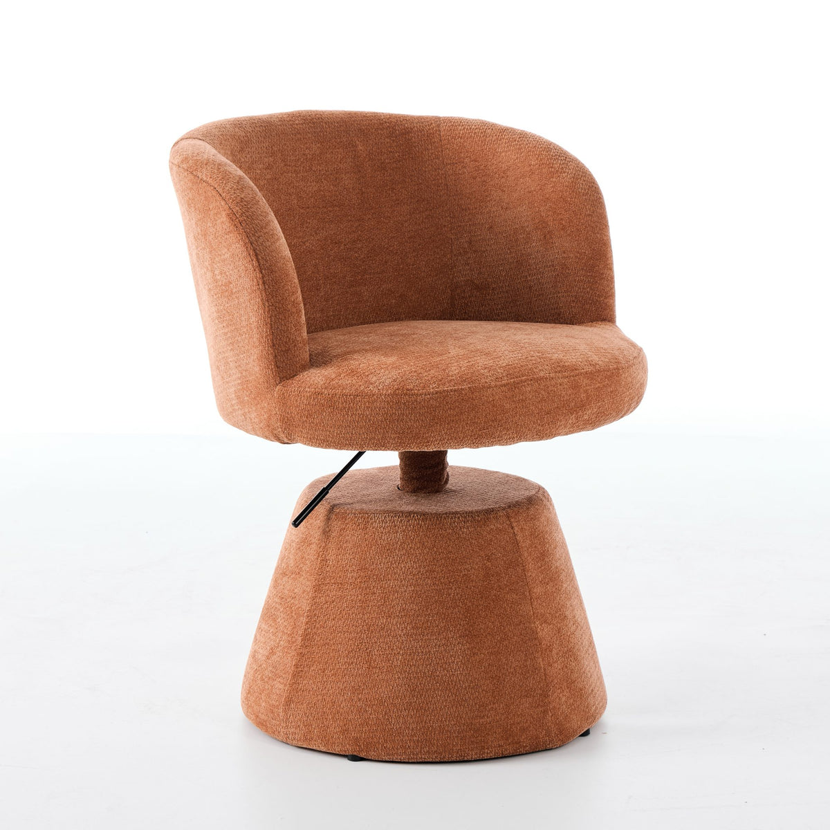 Adjustable Height 360 Swivel Bar Stool, Modern Chenille Upholstered Round Dining Chair, Ergonomic Accent Vanity Chair For Bedroom,Kitchen Island & Pub, Single Pack, Terracotta & Orange Color,SW1878OG