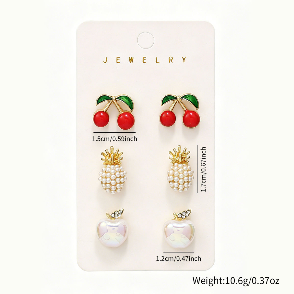 Cross-border European American Fruit Enamel Stud Earrings For Women, Unique Premium Versatile Summer Red Fruit & Cherry Niche Ear Jewelry