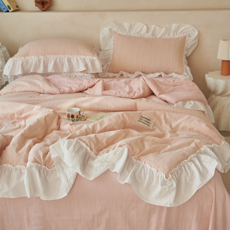 Summer Princess-Style Puff Tulle Summer Cooling Quilt Four-Piece Set