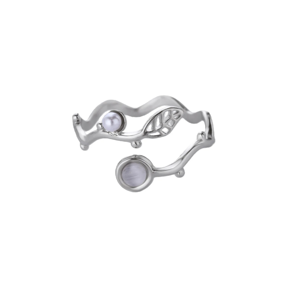 Stylish Open Geometric Ring Romantic Faux Pearl Heart Female Decor