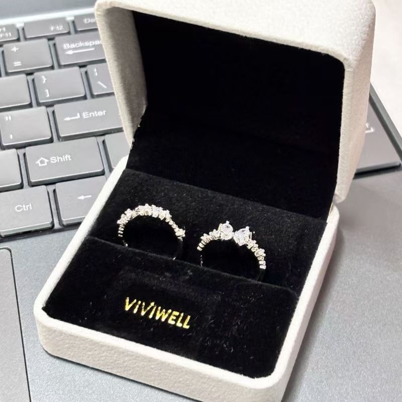 2PC Sweetheart Bow Rings, Silver Best Friend Matching Rings, Niche Design Birthday Gift For Her