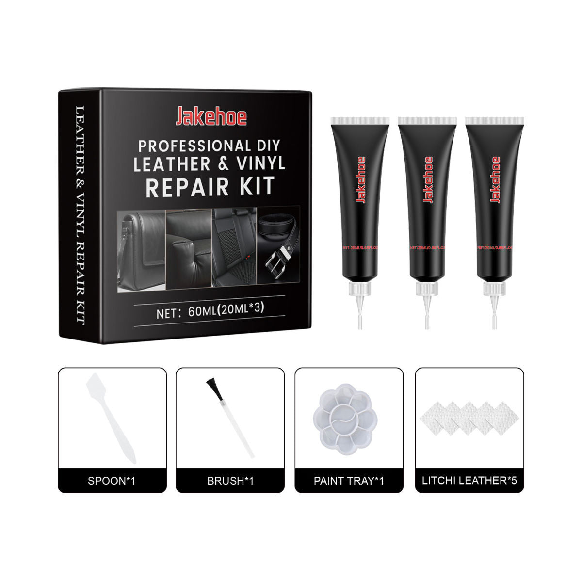 Jakehoe Leather Care Kit For Furniture, Sofas, Seats, Car Interiors, Leather Cleaning, Refurbishing, And Repairing Cream