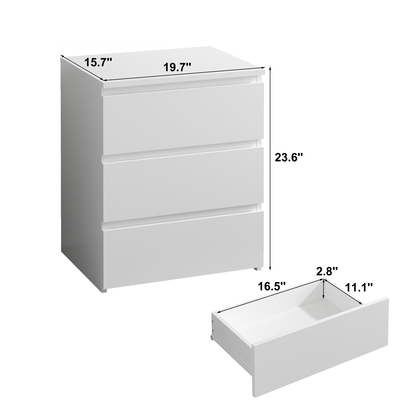 Set Of 2 3 Drawer Dresser, Small Dresser For Closet, Wooden White Nightstand For Bedroom, Chest Of Drawers Side Table Storage Cabinet For Home Office , Each Box Contains Two Side Tables