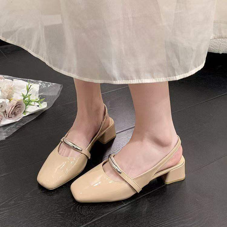 Women Fashion Square Toe High Heels, Comfortable Height Increasing Shoes For Petites, French Closed Toe Backless Sandals, New Arrival Summer 2026