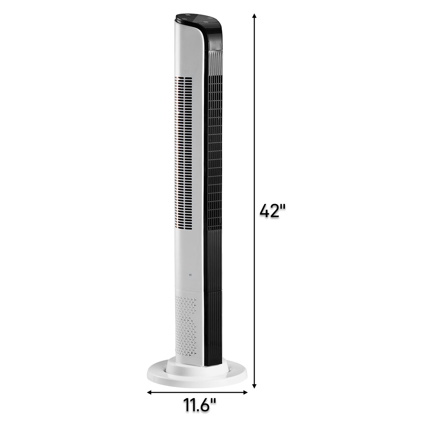 42 Inch Smart Tower Fan, 110V 65W All-Copper Motor Bladeless Standing Fan, Remote WiFi APP Control, Digital Display, 3 Speeds 3 Modes, 12H Timer, Space Saving Tower Fan For Bedroom Living Room, No Wat