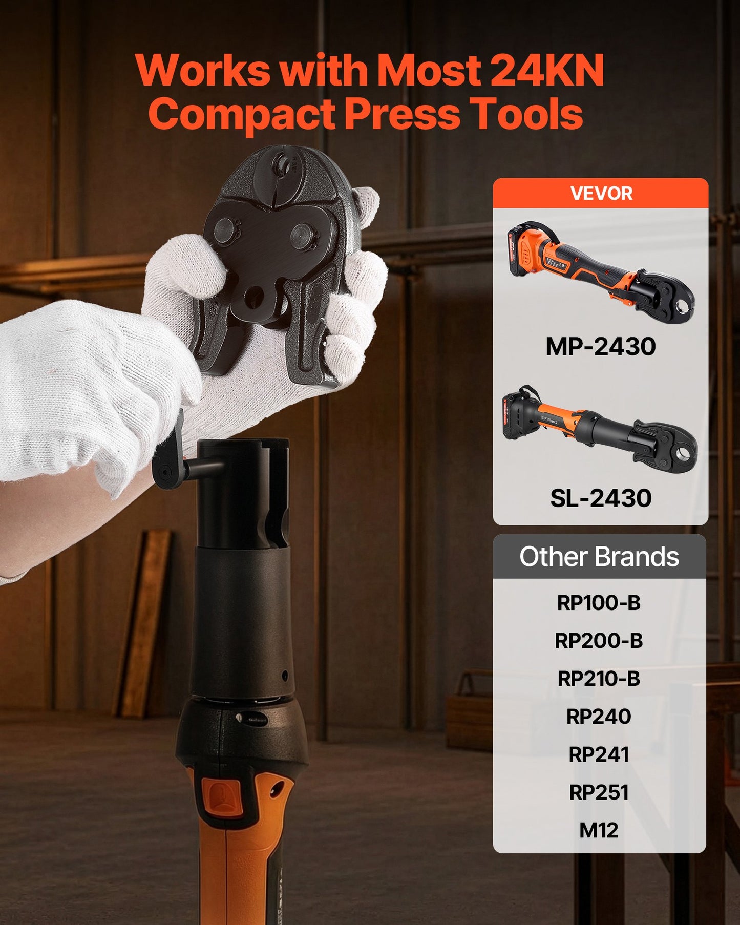 3/8" Press Jaw For Compact Series Press Tools, 52 HRC Hardened Steel Pressing Jaw For High Pressure HVAC/R Applications - Compatible With 24KN Press Tools For RLS Copper Pipes Connections