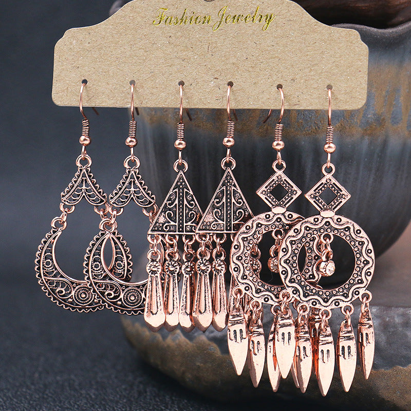 Fashion Metal Earrings Baroque Personal Accessories Retro Matte