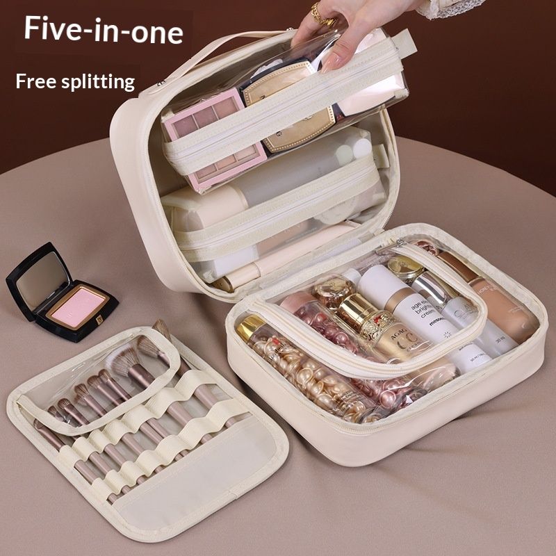 5-in-1 Multi-Functional Partitioned PU Makeup Bag
