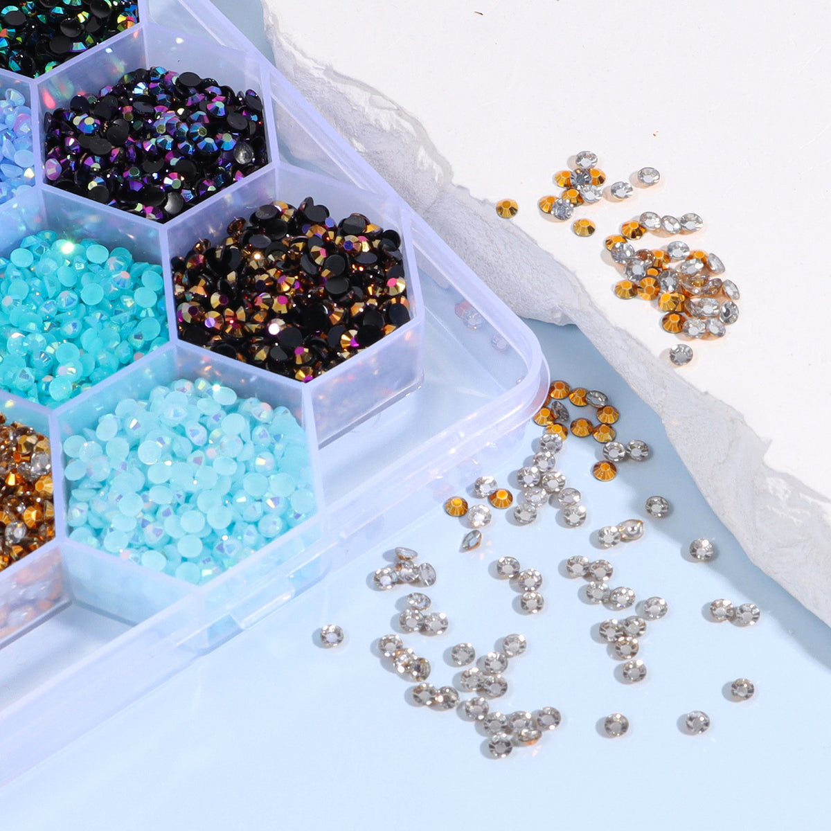 3mm4mm24 Gridsbox Multi-color Resin Drill Nail Beauty DIY Ornament Accessories