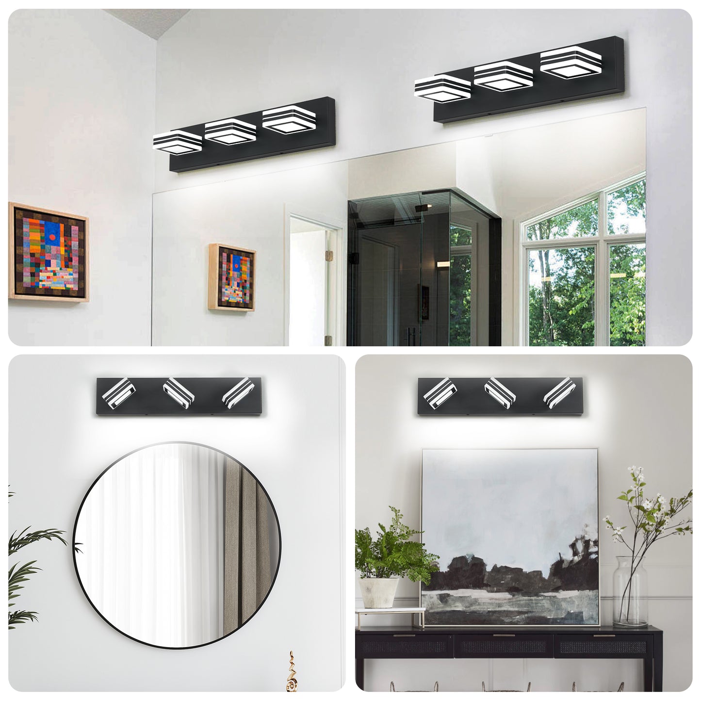 Matte Black Vanity Light Fixtures 3 Lights Up And Down LED Modern Bathroom Vanity Lights Over Mirror Acrylic Black Bath Wall Lighting No Bulbs
