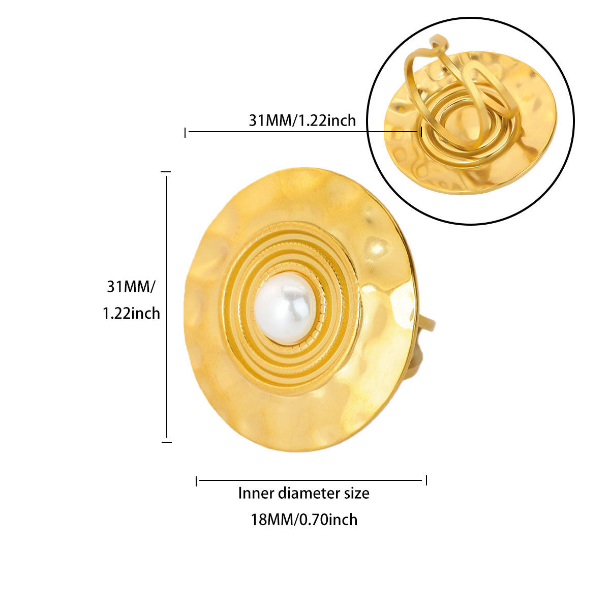 Elegant Temperament Geometric Ring Natural Stone 18K Gold Plated Decor