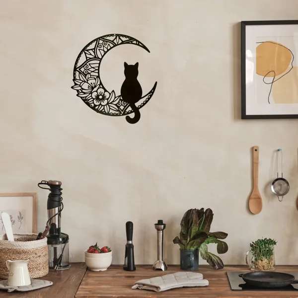 CIFbuy Bohemian Crescent Cat Wall Decor Pet Theme Home Decoration Christmas Holiday Gift (TikTok, Temu Pick-up Service)