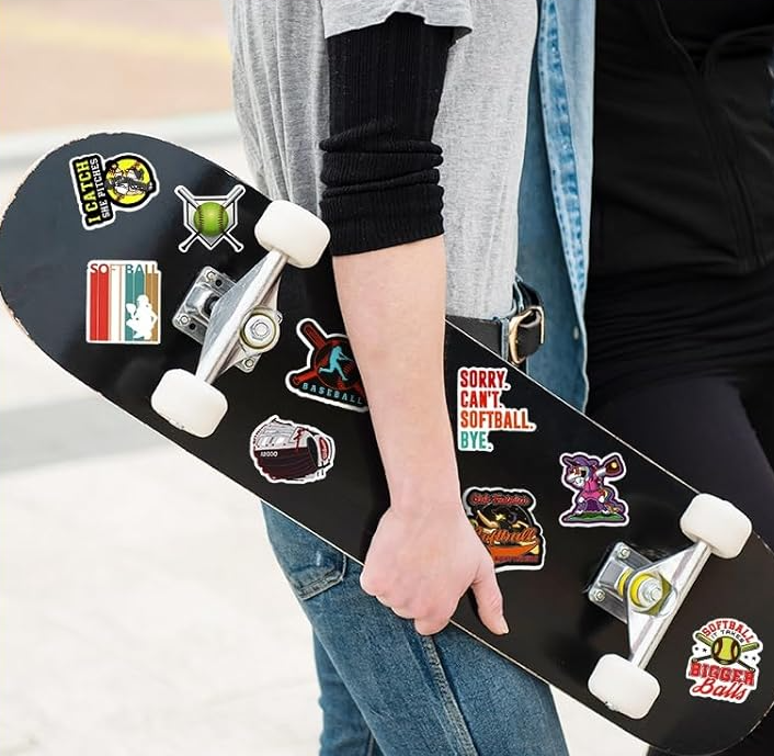 1 0 0PCS Softball Stickers, Vinyl Decal For Water Bottle Laptop Car Helmet Guitar Skateboard Softball Accessories Gifts Clearance Sale