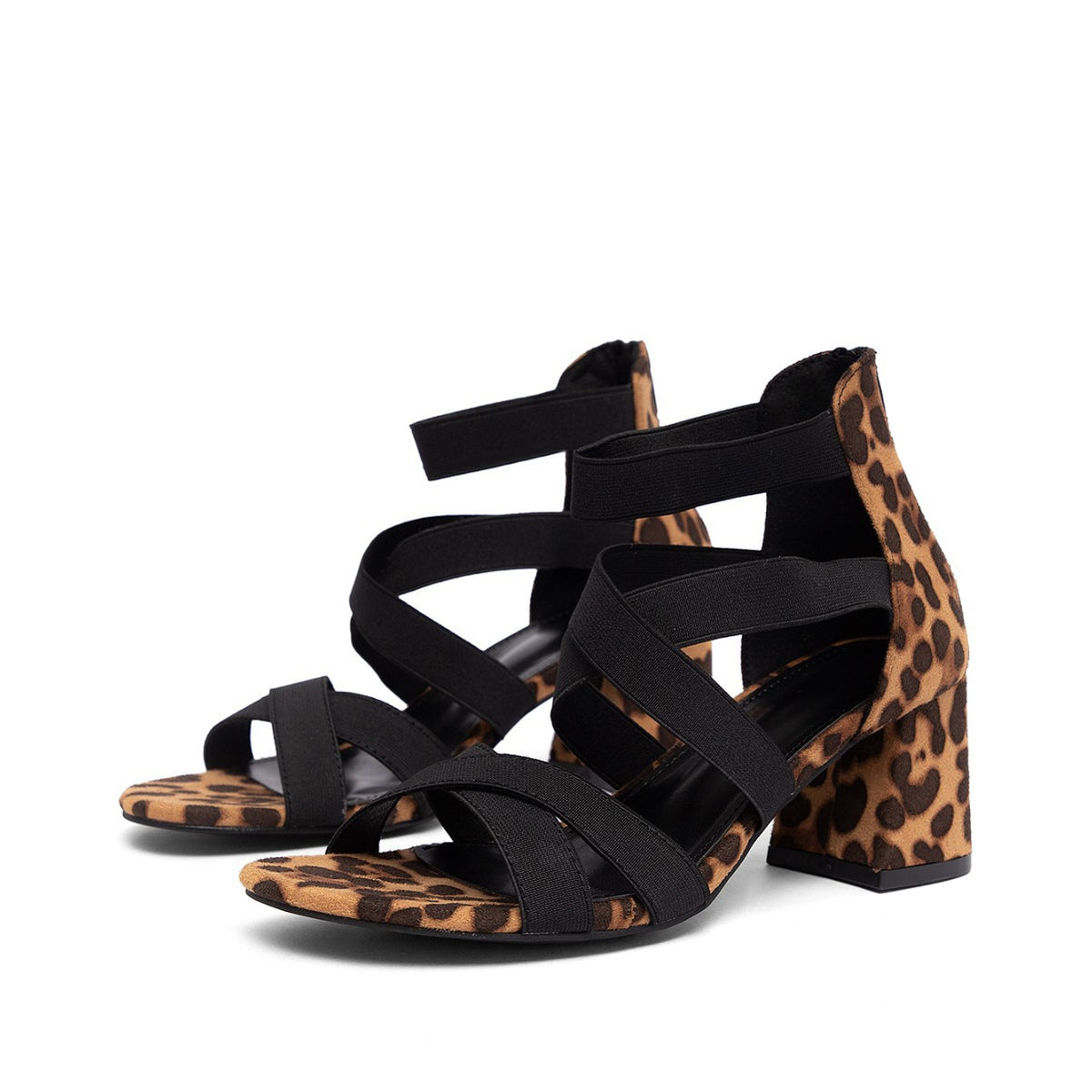 Side-Open Square-Heel Chunky-Heel Fashion Sandals