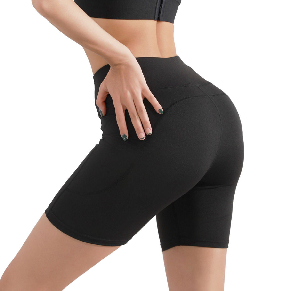 Plus Size Five-point Pocket Yoga Pants High Waist Hip Lift Sports Shorts